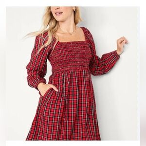 Old navy Christmas plaid long sleeve dress size large